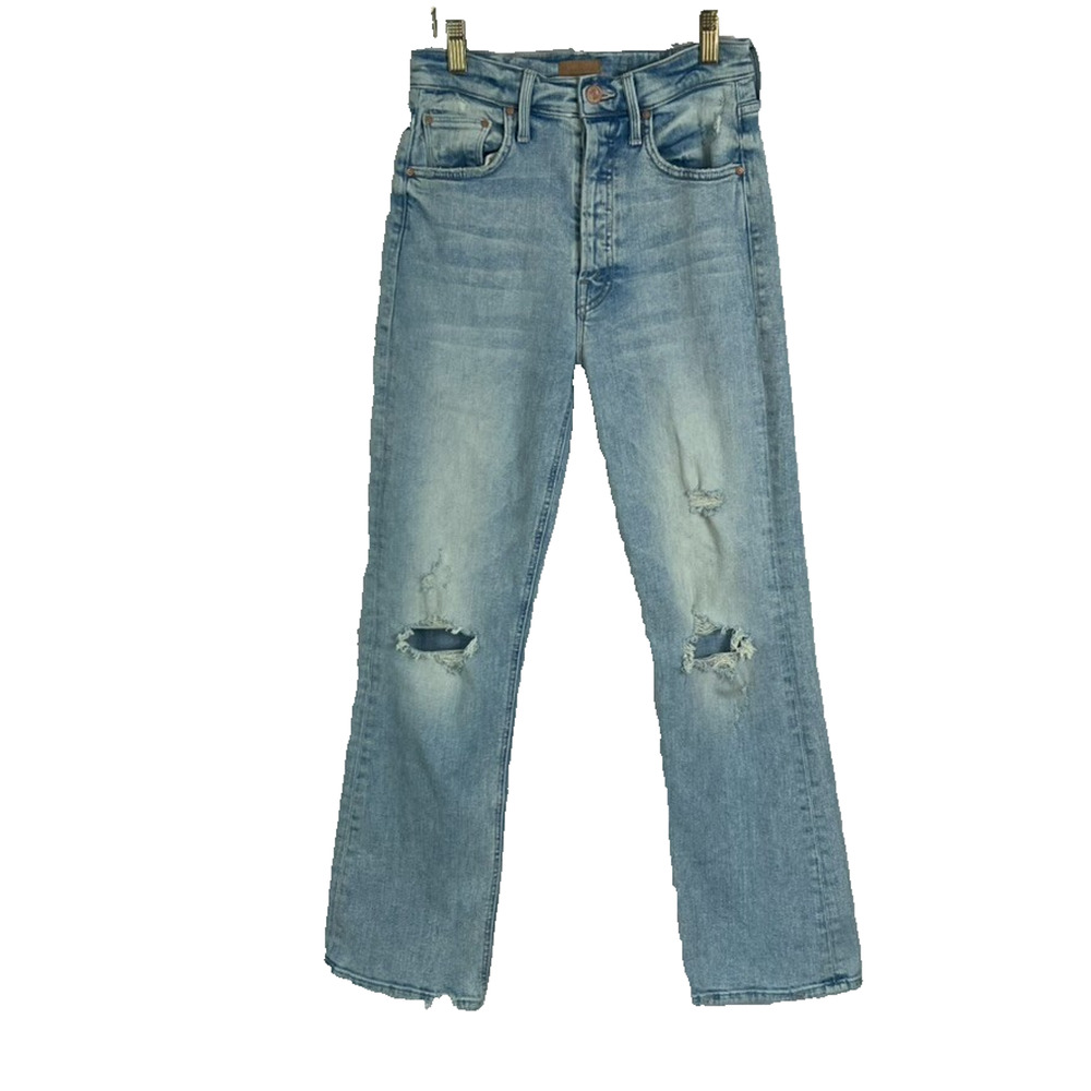Mother Jeans Women's Size 25 The Tripper Cut Flowers Distressed Blue Button Fly